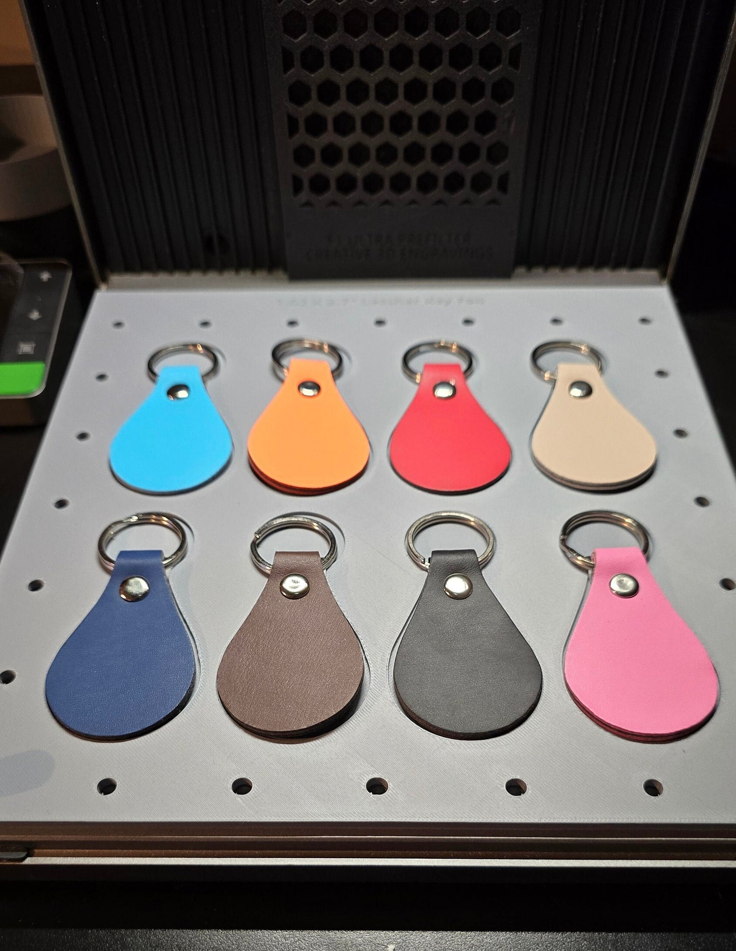 8 Leather Key Fob Jig xTool F1 Ultra, 3D Printed Jig, xTool Fiber Laser Jig, xTool F1 Ultra Jig, Fiber Jig, 3D Jig, XCS File