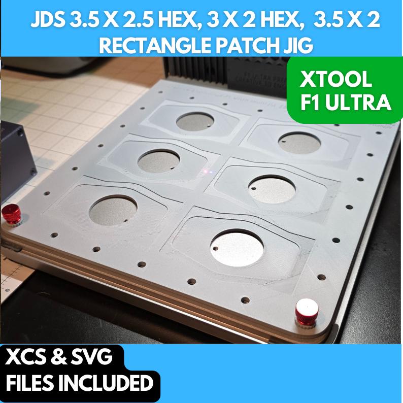 JDS 3.5 x 2.5 HEX, 3 x 2 Hex, 3.5 x 2 Rectangle Patch Jig xTool F1 Ultra, 3D Printed Jig, xTool Fiber Laser Jig, Fiber Jig, 3D Jig, XCS