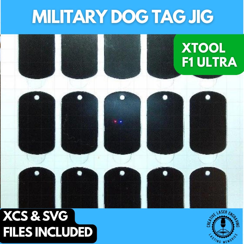15 Military Dog Tag Jig xTool F1 Ultra, 3D Printed Jig, xTool Fiber Laser Jig, xTool F1 Ultra Jig, Fiber Jig, 3D Jig, XCS File