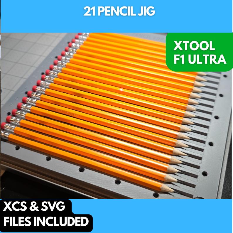 21 Pencil Jig xTool F1 Ultra, 3D Printed Jig, xTool Fiber Laser Jig, xTool F1 Ultra Jig, Fiber Jig, 3D Jig, XCS File