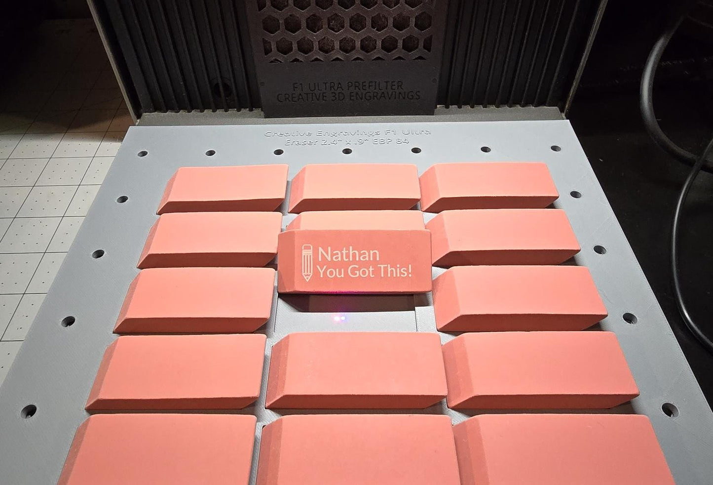 18 Eraser Jig xTool F1 Ultra, 3D Printed Jig, xTool Fiber Laser Jig, xTool F1 Ultra Jig, Fiber Jig, 3D Jig, XCS File