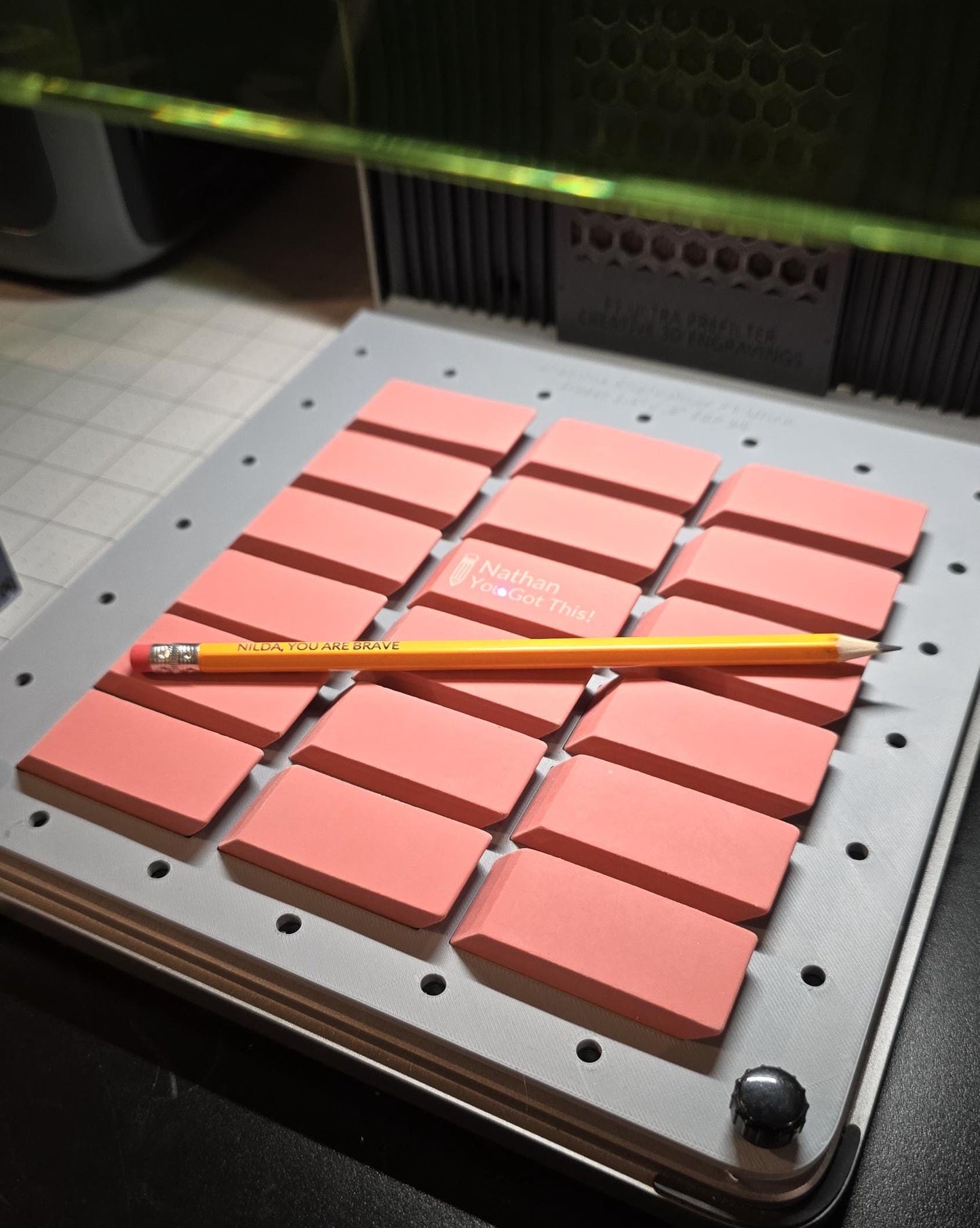 18 Eraser Jig xTool F1 Ultra, 3D Printed Jig, xTool Fiber Laser Jig, xTool F1 Ultra Jig, Fiber Jig, 3D Jig, XCS File