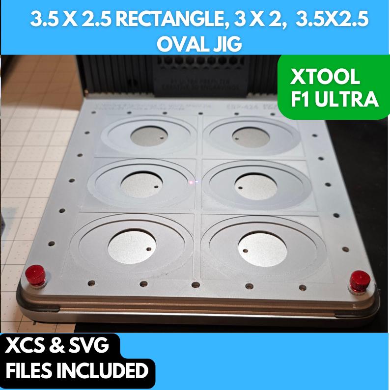 JDS PTH2X & PTH50 3.5 x 2.5 Rectangle, 3 x 2, 3.5x2.5 Oval xTool F1 Ultra, 3D Printed Jig, xTool Fiber Laser Jig, xTool F1, Fiber Jig, XCS