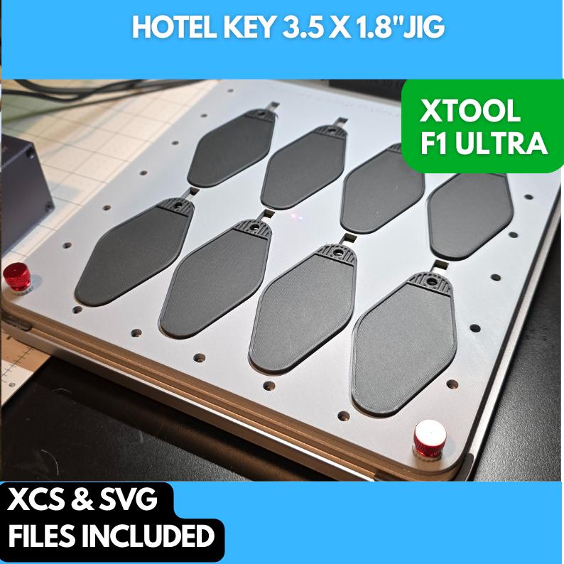 Hotel Key 3.5 x 1.8 Jig xTool F1 Ultra Laser Engraver, 3D Printed Jig, xTool Fiber Laser Jig, xTool F1 Ultra Jig, Fiber Jig, XCS File