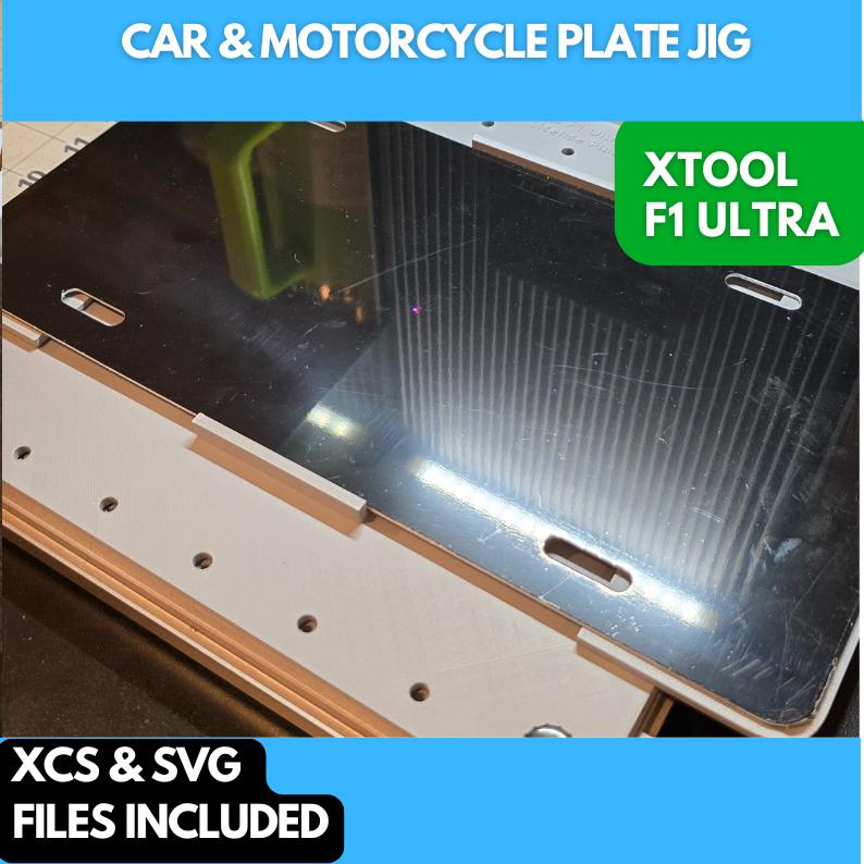 Car and Motorcycle License Plate Jig xTool F1 Ultra, 3D Printed Jig, xTool Fiber Laser Jig, xTool F1 Ultra Jig, Fiber Jig, 3D Jig, XCS File