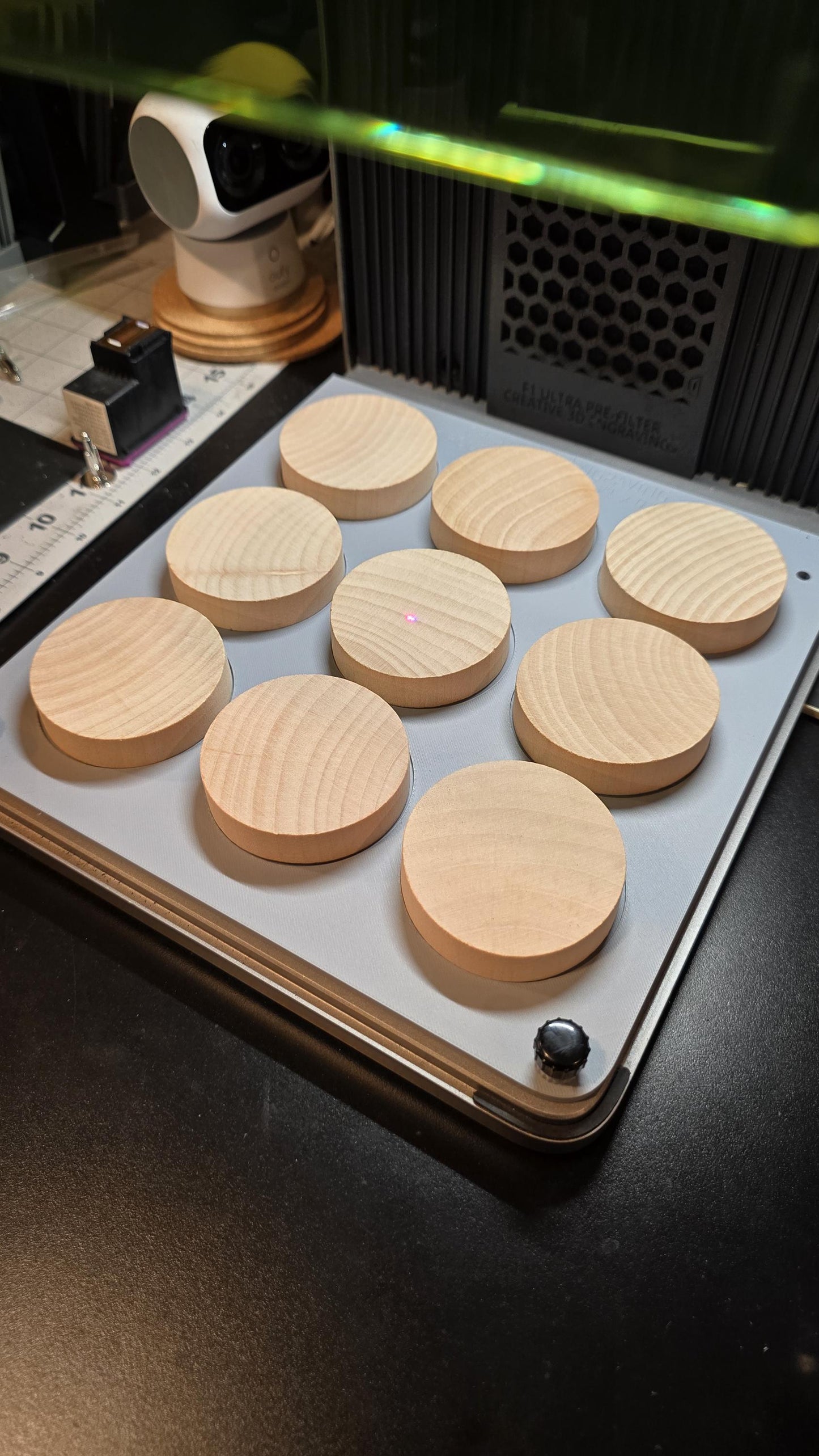 9 Round Wood Bottle Opener JIG with Alignment xTool F1 Ultra Laser Engraver, 3D Printed Jig, xTool Fiber Laser Jig, Laser Jig, Fiber Jig