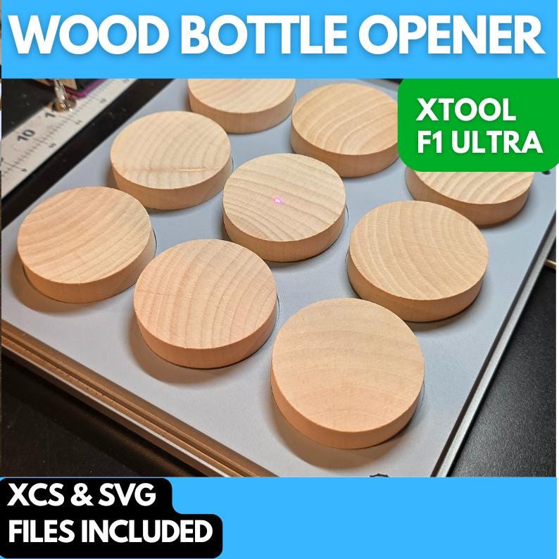 9 Round Wood Bottle Opener JIG with Alignment xTool F1 Ultra Laser Engraver, 3D Printed Jig, xTool Fiber Laser Jig, Laser Jig, Fiber Jig