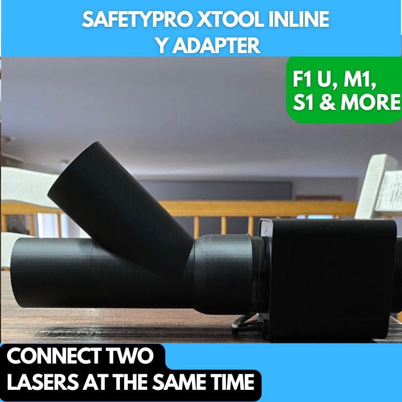 SafetyPro Inline Y Adapter for xTool Exhaust Fan, 3D Printed Jig, xTool Fiber Laser Jig, xTool F1 Ultra Jig, Fiber Jig, XCS File