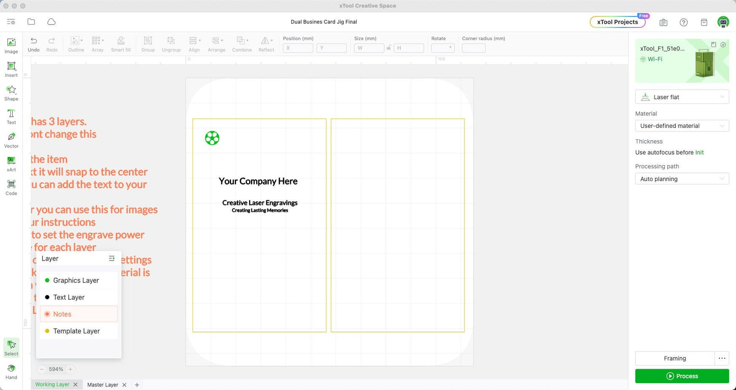 XCS file included with all jigs. Engrave 2 Cards at a time