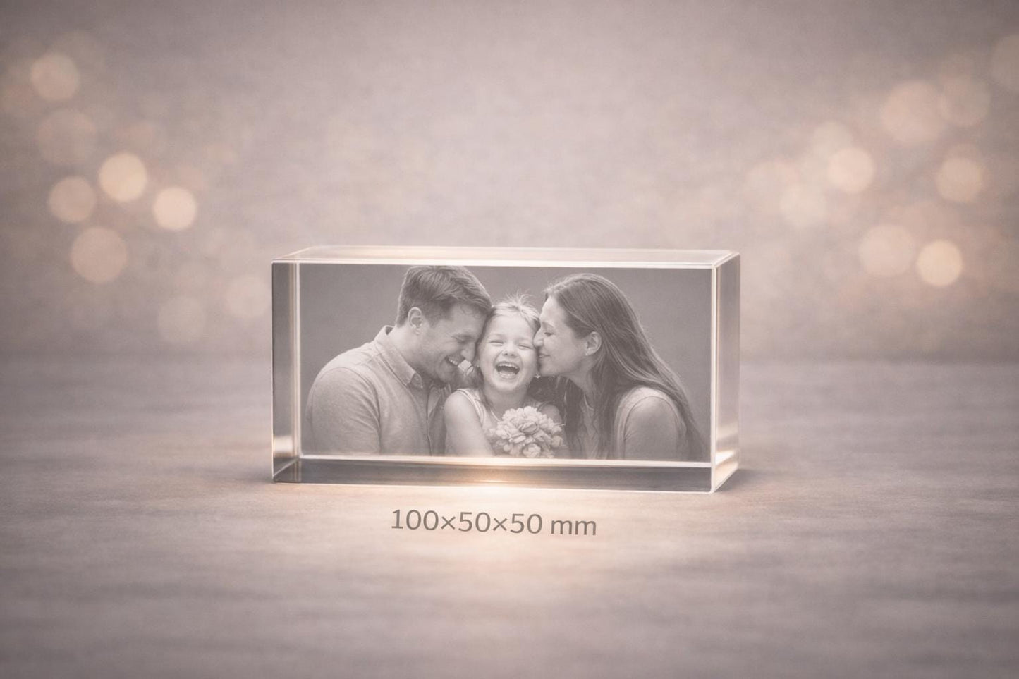 3D Crystal Photo Cube – Custom Laser Engraving With LED Light Base Display