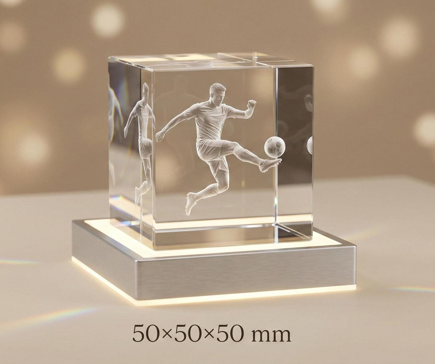 3D Crystal Photo Cube – Custom Laser Engraving With LED Light Base Display