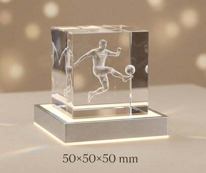 3D Crystal Photo Cube – Custom Laser Engraving With LED Light Base Display