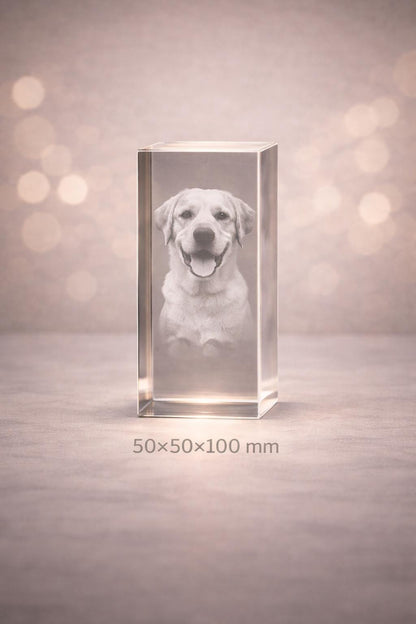 3D Crystal Photo Cube – Custom Laser Engraving With LED Light Base Display