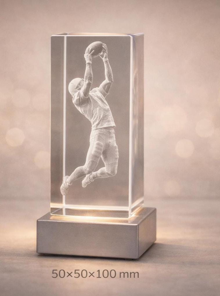 3D Crystal Photo Cube – Custom Laser Engraving With LED Light Base Display