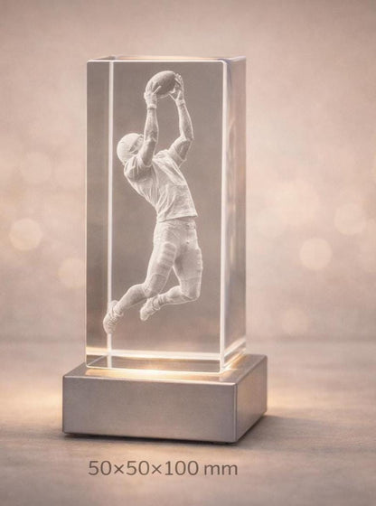 3D Crystal Photo Cube – Custom Laser Engraving With LED Light Base Display