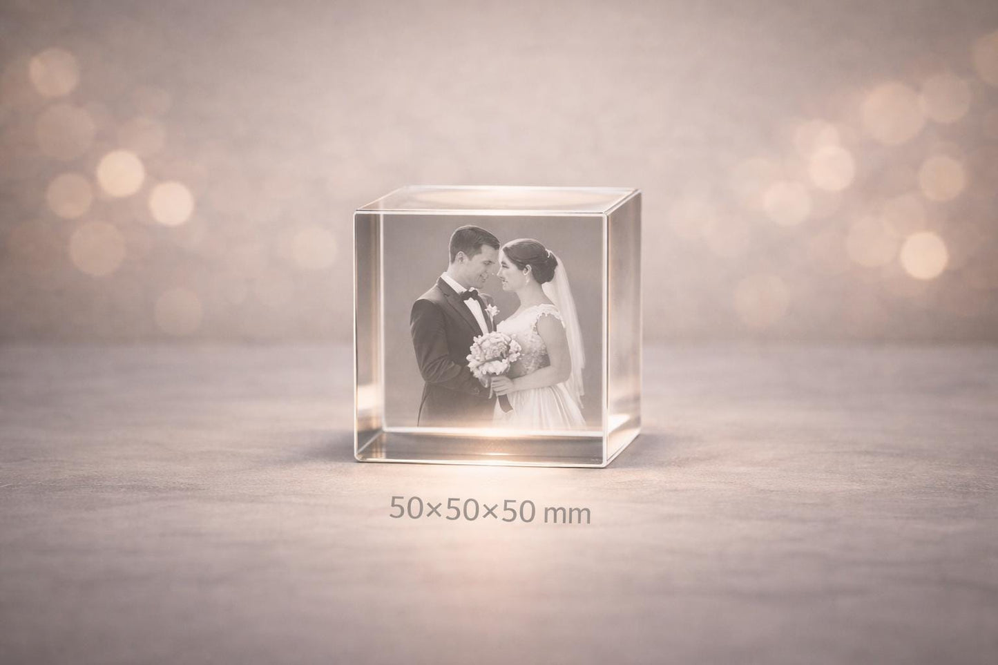 3D Crystal Photo Cube – Custom Laser Engraving With LED Light Base Display