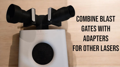Blast gates ensure that suction remains high by closing off the laser not in use.  It also helps prevent smoke leakage