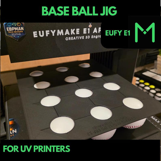 EUFY E1 UV Printer 12 Base Ball Jig, Base Ball UV printing, Base Ball Jig, Base Ball template