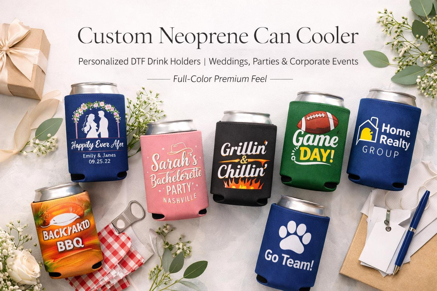 Personalized Neoprene Can Cooler - Custom 12oz Can Sleeve | Insulated Drink Holder