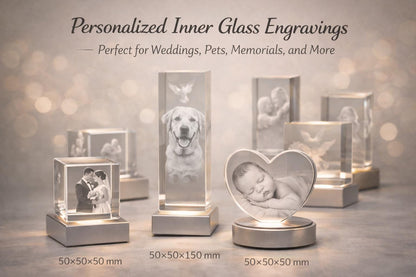 3D Crystal Photo Cube – Custom Laser Engraving With LED Light Base Display