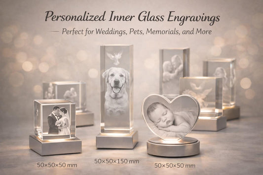 3D Crystal Photo Cube – Custom Laser Engraving With LED Light Base Display