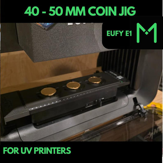 EUFY E1 UV Printer 40-50 mm Challanger Coin Jig, 40-50 mm Challanger Coin  UV printing, 40-50 mm Challanger Coin, Challanger Coin template