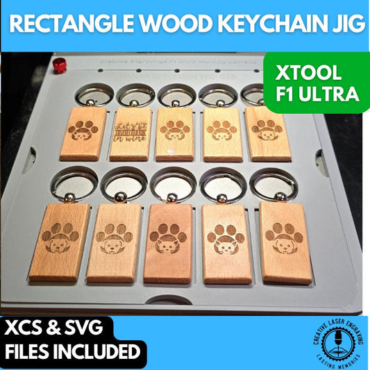 10 Wood Rectangle Key Chains Jig xTool F1 Ultra, 3D Printed Jig, xTool Fiber Laser Jig, xTool F1 Ultra Jig, Fiber Jig, 3D Jig, XCS File