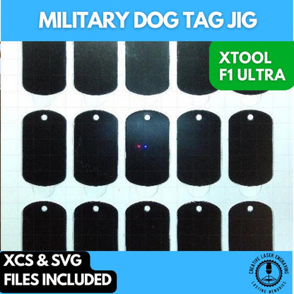 15 Military Dog Tag Jig xTool F1 Ultra, 3D Printed Jig, xTool Fiber Laser Jig, xTool F1 Ultra Jig, Fiber Jig, 3D Jig, XCS File