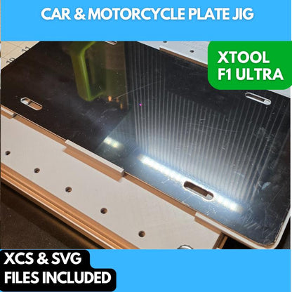 Car and Motorcycle License Plate Jig xTool F1 Ultra, 3D Printed Jig, xTool Fiber Laser Jig, xTool F1 Ultra Jig, Fiber Jig, 3D Jig, XCS File