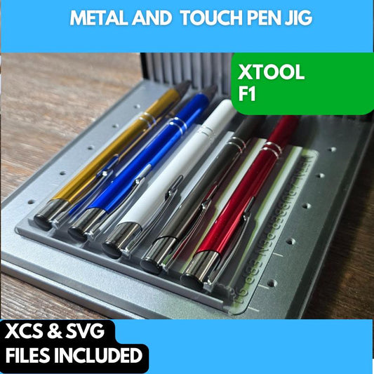 Metal & Touch Pen Jig with Alignment xTool F1 Laser Engraver, 3D Printed Jig, xTool Fiber Laser Jig, Laser Jig, Fiber Jig, XCS File,