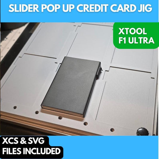xTool F1 Ultra Pop up Credit Card , 3D Printed Jig, xTool Fiber Laser Jig, xTool F1 Ultra Jig, Fiber Jig, 3D Jig, XCS File, Laser Engraver