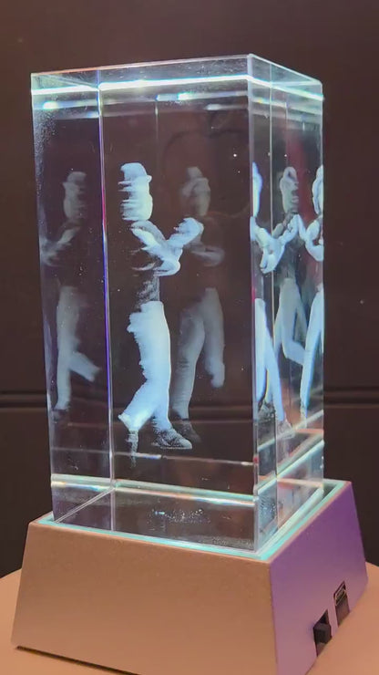 3D Crystal Photo Cube – Custom Laser Engraving With LED Light Base Display