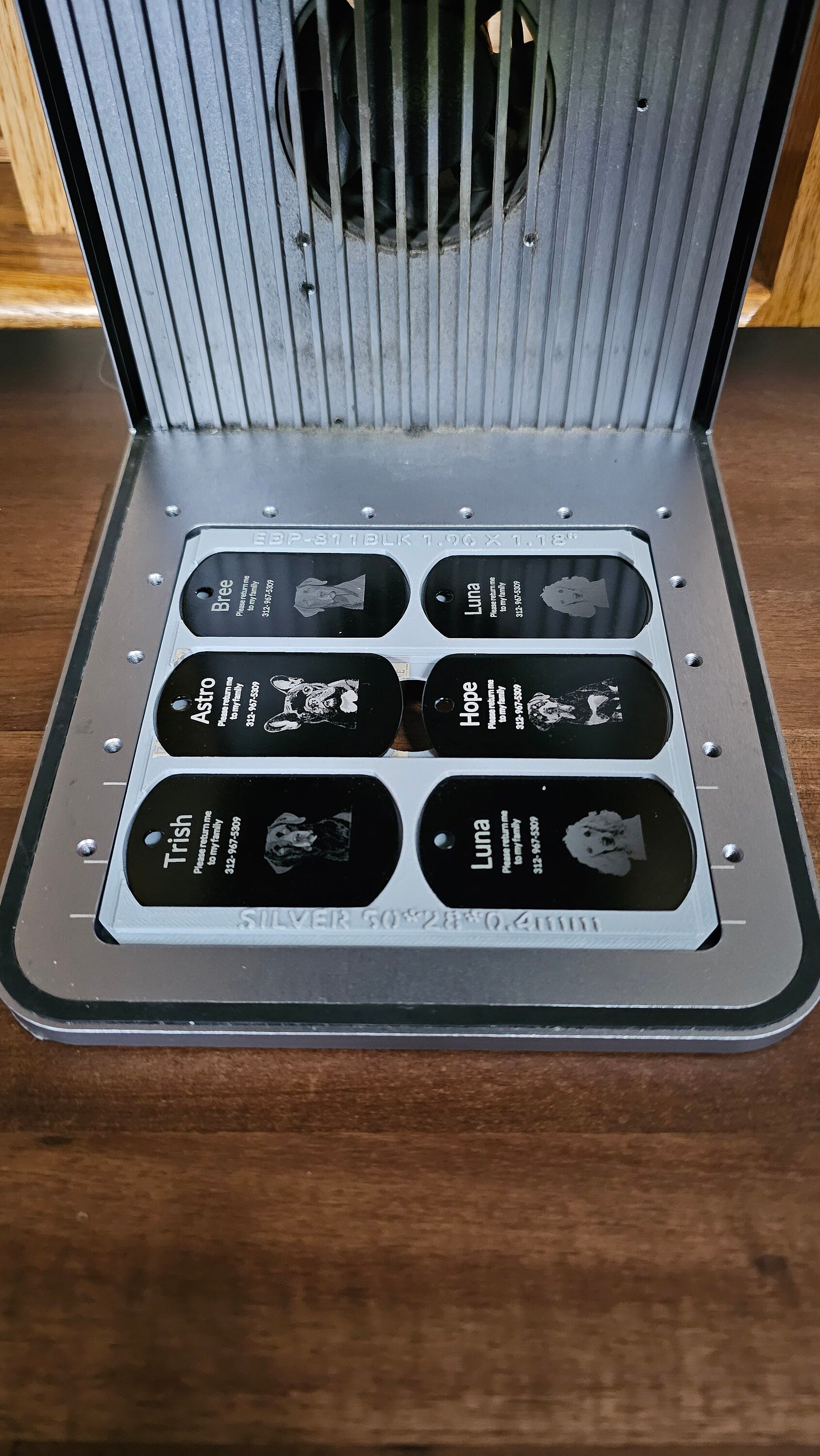 Black Dog Tag Laser Engravable xtool F1 Laser Jig