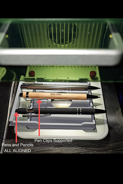 All pens and pencil engravings will have the same alignment.  It supports pens with clips too