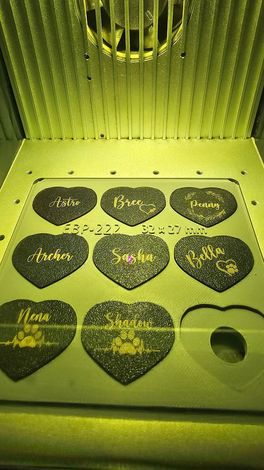 32mm x 27mm  Heart Tag Jig xTool F1 Laser Engraver